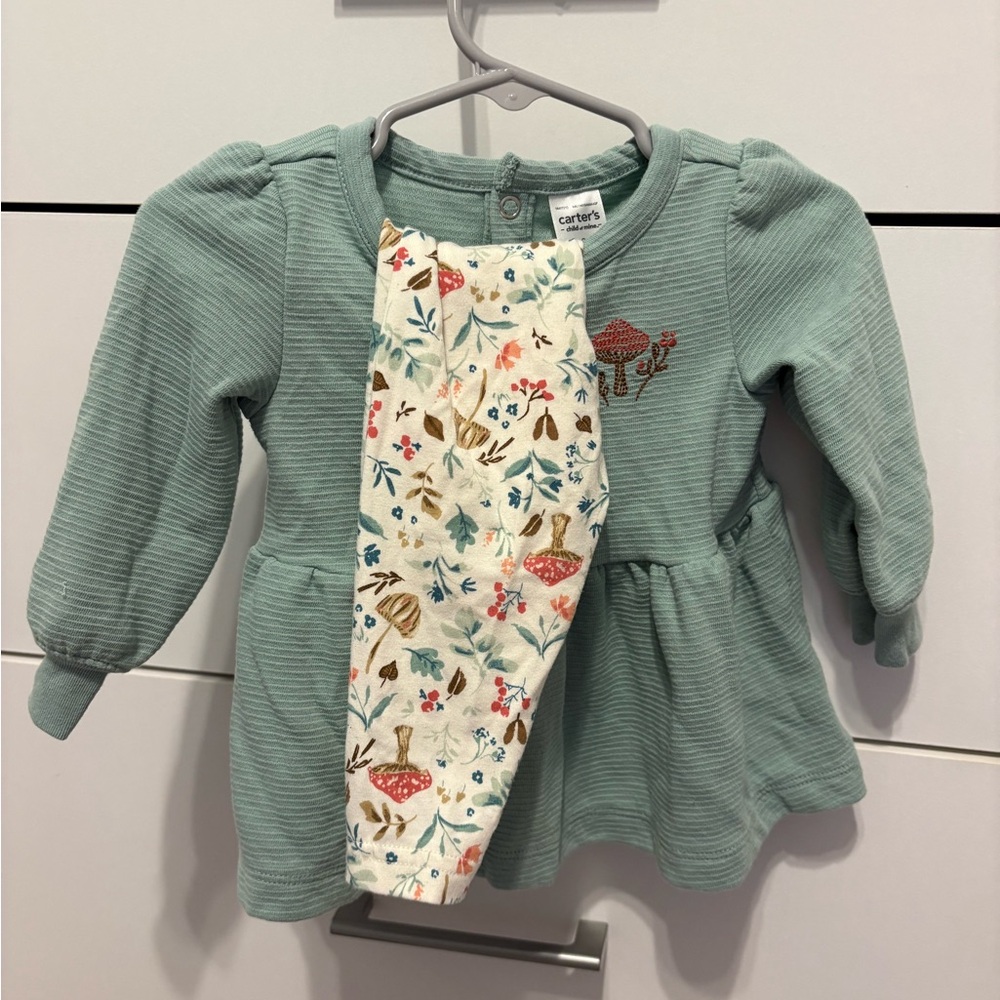 Carter's Teal Baby Set with Nature Print Leggings